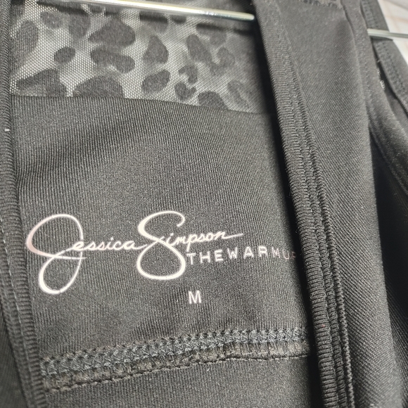 Jet Black Leopard Mesh Insert Sports Bra - Picture 4 of 7